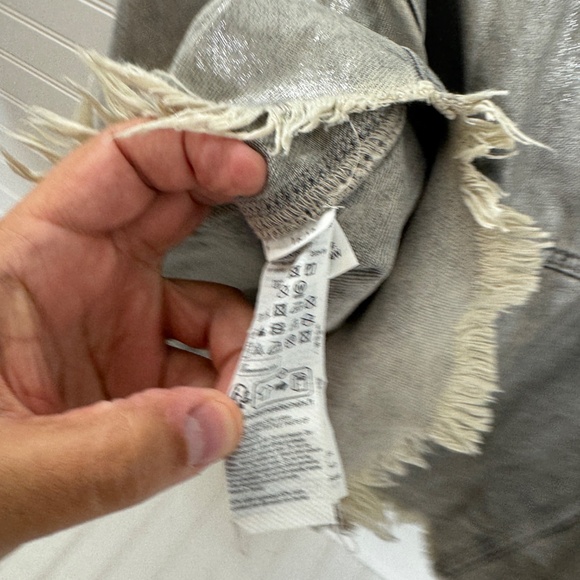 NEW All Saints Hettie Denim Shacket Coated Silver US Size 8 - Picture 9 of 11